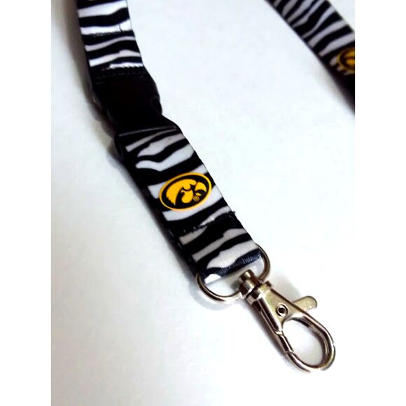 Iowa Hawkeyes Zebra Stripe Lanyard University of Iowa - Picture 1 of 4